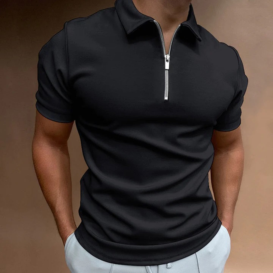 James™ poloshirt med foldet krav og lynlås til mænd 