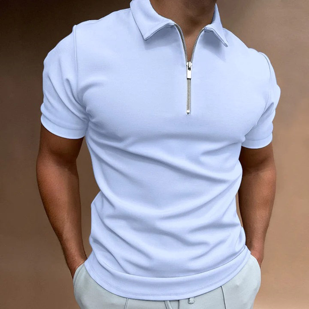James™ poloshirt med foldet krav og lynlås til mænd 