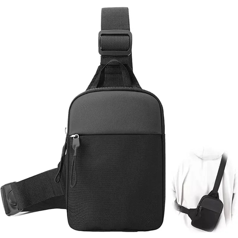 Vandtæt slynge brysttaske mode lille sort crossbody skulder lynlås taske.