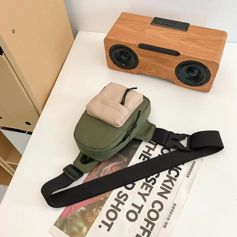 Trendy Kontrast Mini Brysttaske – Letvægts Crossbody Taske til Unisex