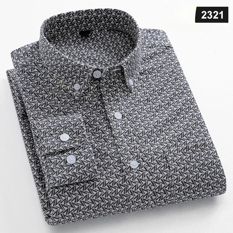 MODEBEVIDST CASUAL LANGÆRMET SKJORTE TIL MÆND – SLIM FIT, ENSFARVET, 100% BOMULD