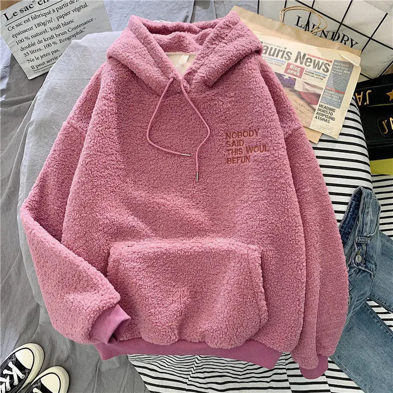 Dame Efterår Vinter Varm Fluffy Hoodie Ny Casual Hættetrøjer