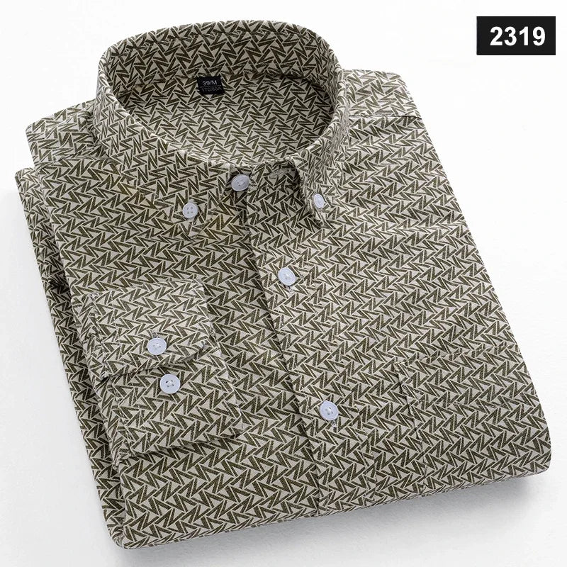 MODEBEVIDST CASUAL LANGÆRMET SKJORTE TIL MÆND – SLIM FIT, ENSFARVET, 100% BOMULD