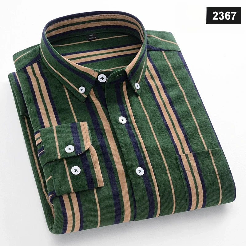 MODEBEVIDST CASUAL LANGÆRMET SKJORTE TIL MÆND – SLIM FIT, ENSFARVET, 100% BOMULD