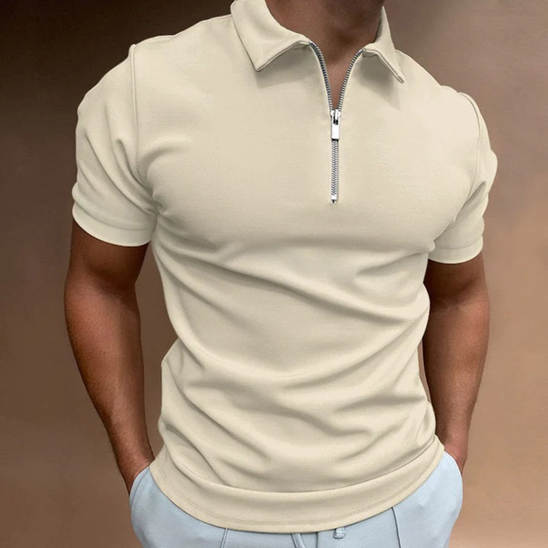 James™ poloshirt med foldet krav og lynlås til mænd 