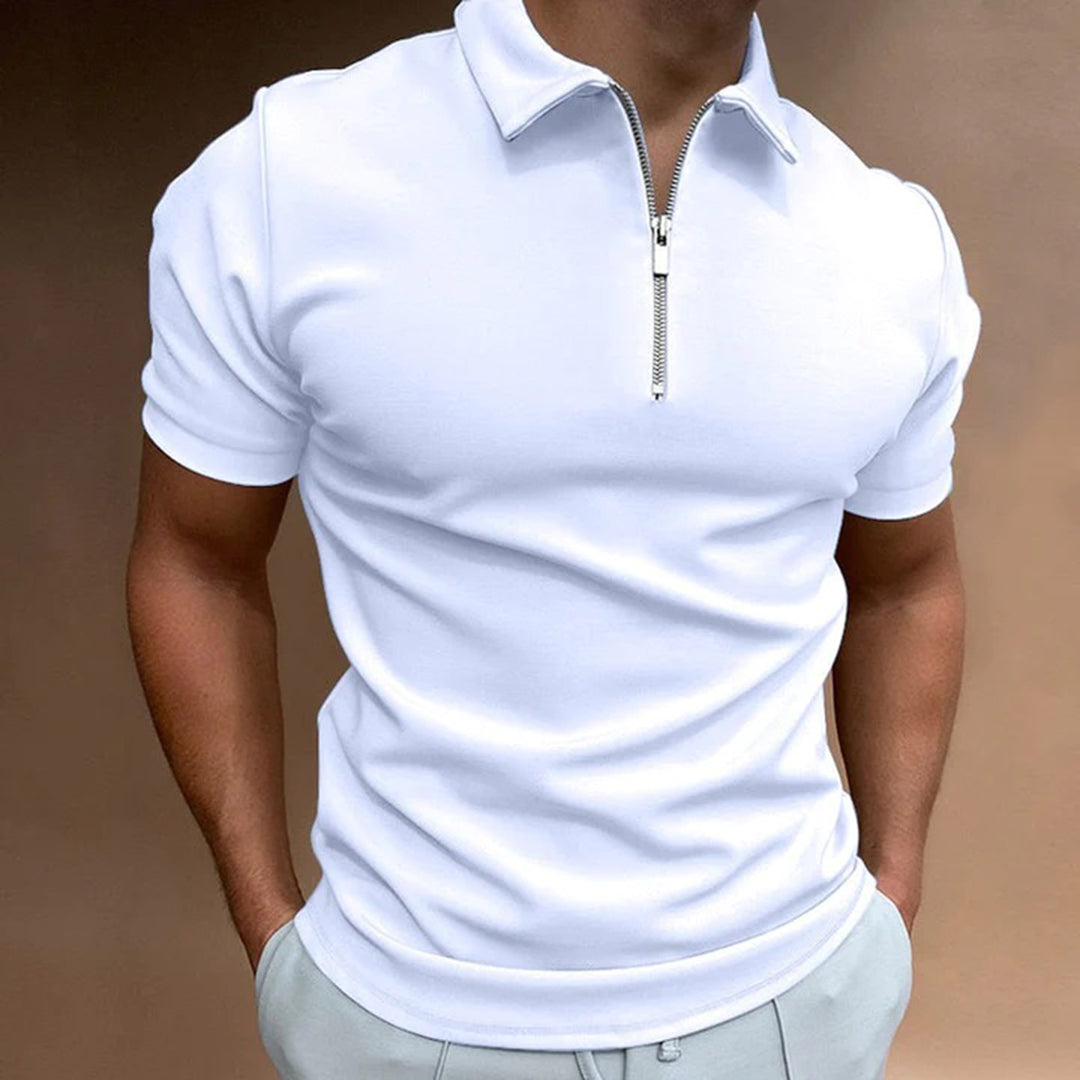 James™ poloshirt med foldet krav og lynlås til mænd 