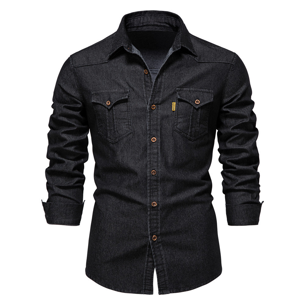 James™ sortvasket denimskjorte til mænd