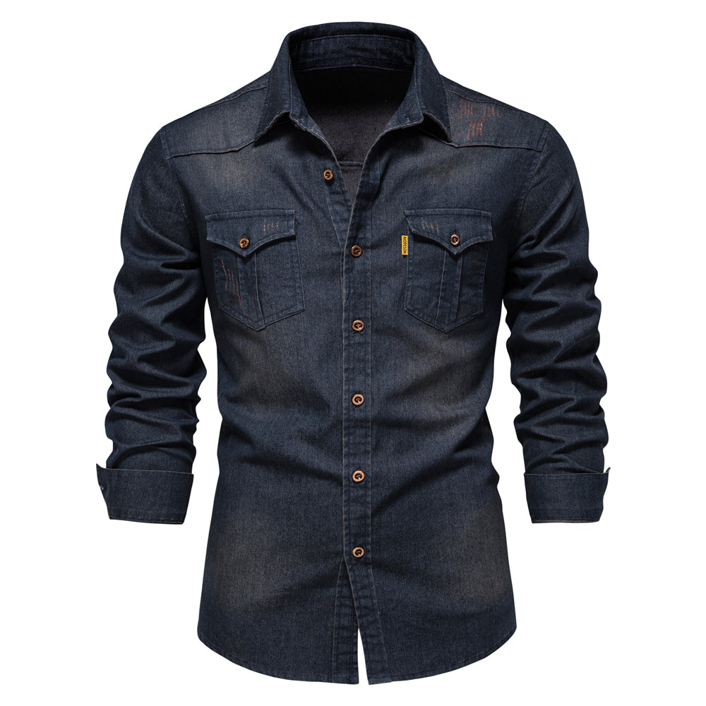 James™ sortvasket denimskjorte til mænd